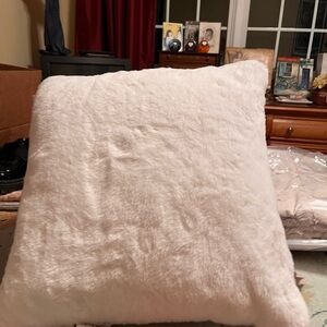 Ashland Plush Faux Fur Accent Pillow in Soft White